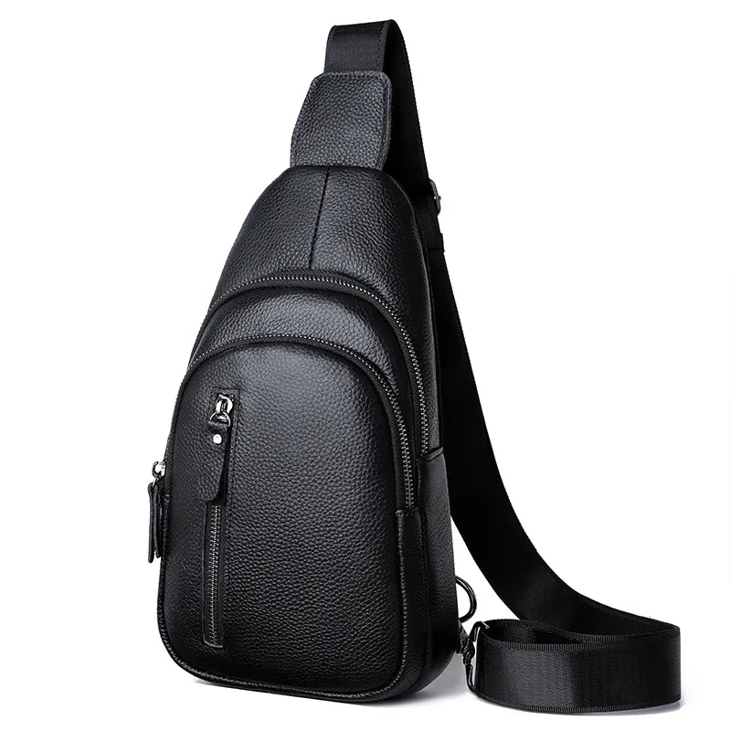 Genuine Leather Men Chest Bag Male 