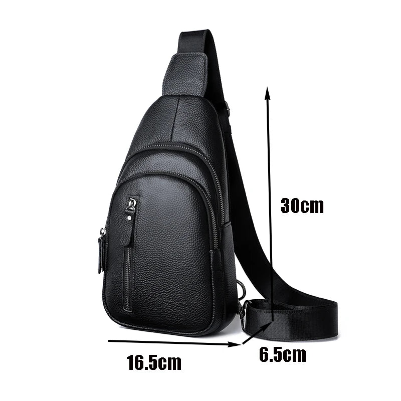 100% Genuine Leather Men Chest Bag Male Shoulder Bag Messenger Bag Casual Crossbody Bag Fashion Men's Purity Handbag