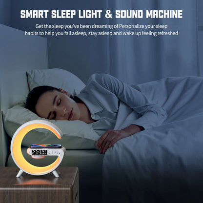 Led Lamp Bedside Table Alarm Clock Bluetooth Speaker Wireless Charger Music