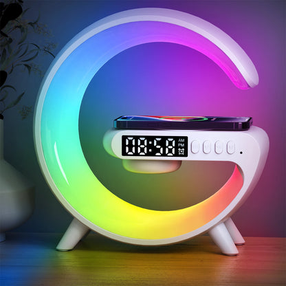 Led Lamp Bedside Table Alarm Clock Bluetooth Speaker Wireless Charger Music