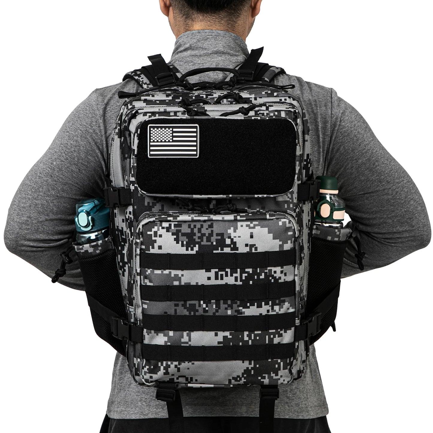 QT&QY 50L Tactical Backpack survival Bag Hunting MOLLE Backpack GYM For Men EDC Outdoor Hiking Rucksack Witch Bottle Holder