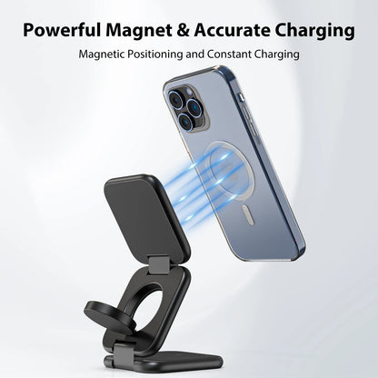 KUXIU 3 in 1 15W Magnetic Wireless Charging Station for iPhone 15 14 13 12 Pro/Max,Apple Watch, AirPods 3/2,Foldable Phone Hold