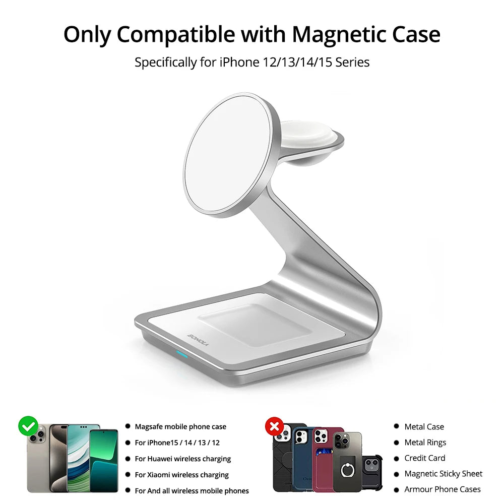 Magnetic 3 in 1 Wireless Charger for iPhone 15/13/14