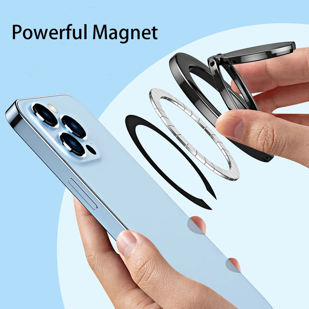 Strong Magnetic Mobile Phone Finger Ring Holder for MagSafe Accessories Magnet Foldable Cellphone Stand Support for iPhone 14 15