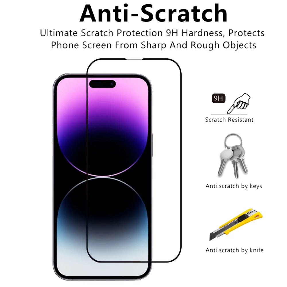 Pelicula, For IPhone 15 14 Pro Max iPhon 15 13 12 11 Pro Tempered Glass iPhone14 Promax Screen Protector iPhone13 Mini Cristal templado i Phone 14Pro Front Film iPhone15 ProMax Original Phone Film & Camera Protectors