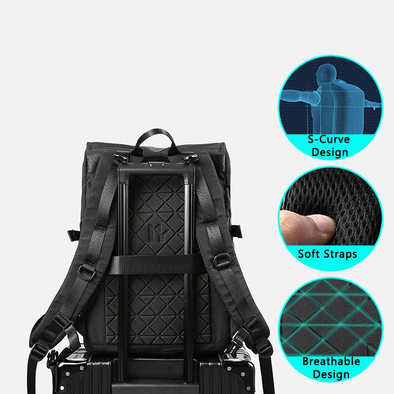 Rolling Laptop Backpack Fit 15.6'' Laptop, Large Capacity Expandable Travel Backpack, Fashion Sport Hiking Backpack